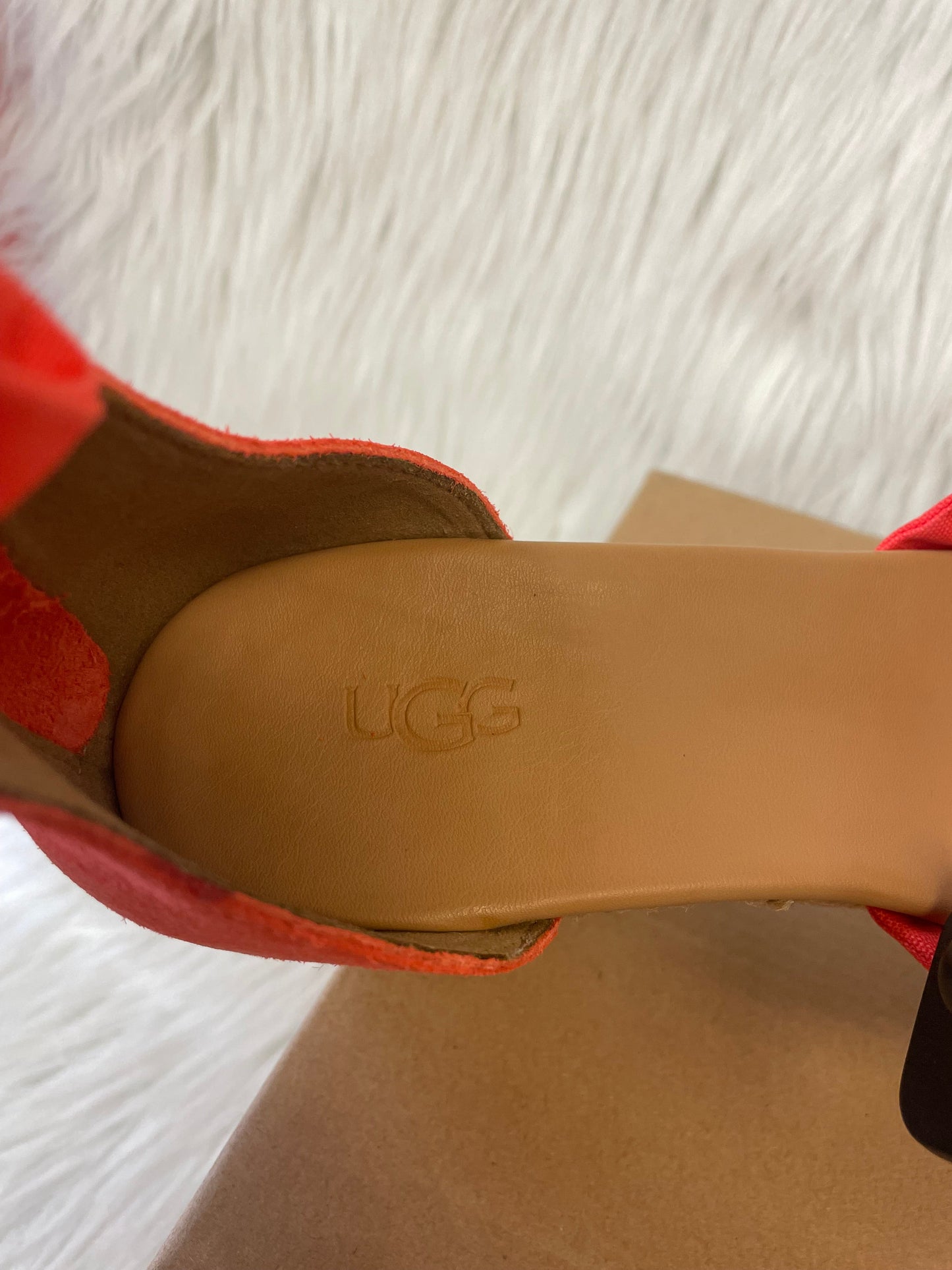 Sandals Heels Wedge By Ugg In Orange & Tan, Size: 7