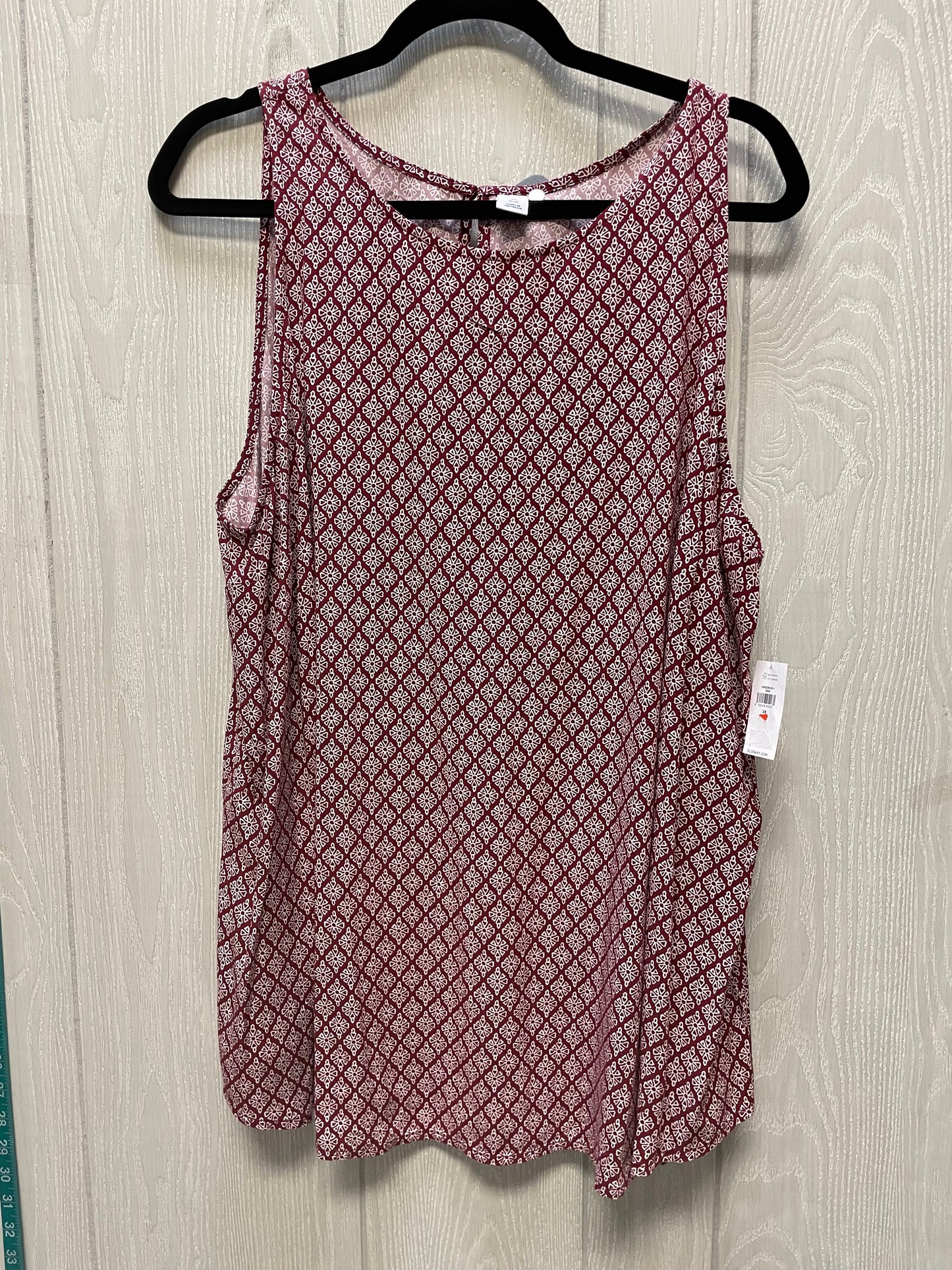 Top Sleeveless By Old Navy In Red & White, Size: 2x