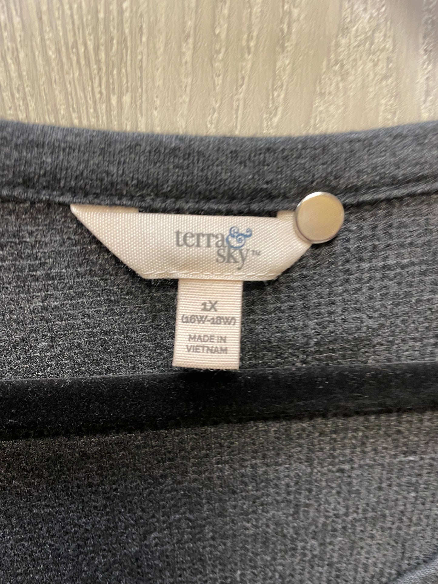 Top Long Sleeve Basic By Terra & Sky In Grey, Size: 1x