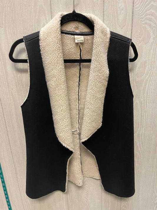 Vest Faux Fur & Sherpa By Ecru In Black & Tan, Size: S