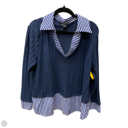 Top Long Sleeve By Shein In Navy, Size: 2x