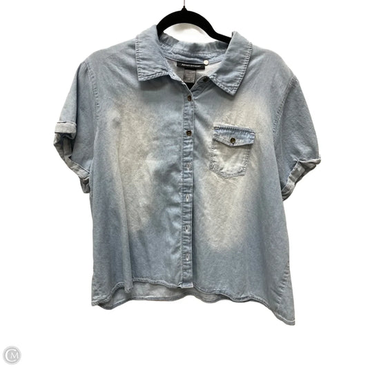 Top Short Sleeve By Ashley Stewart In Blue Denim, Size: 1x