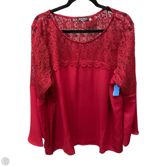 Top Long Sleeve By Roz And Ali In Red, Size: 3x