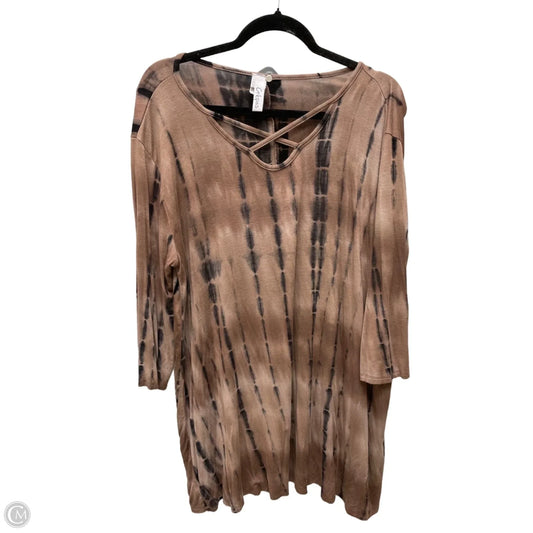 Tunic 3/4 Sleeve By Cme In Tie Dye Print, Size: 3x