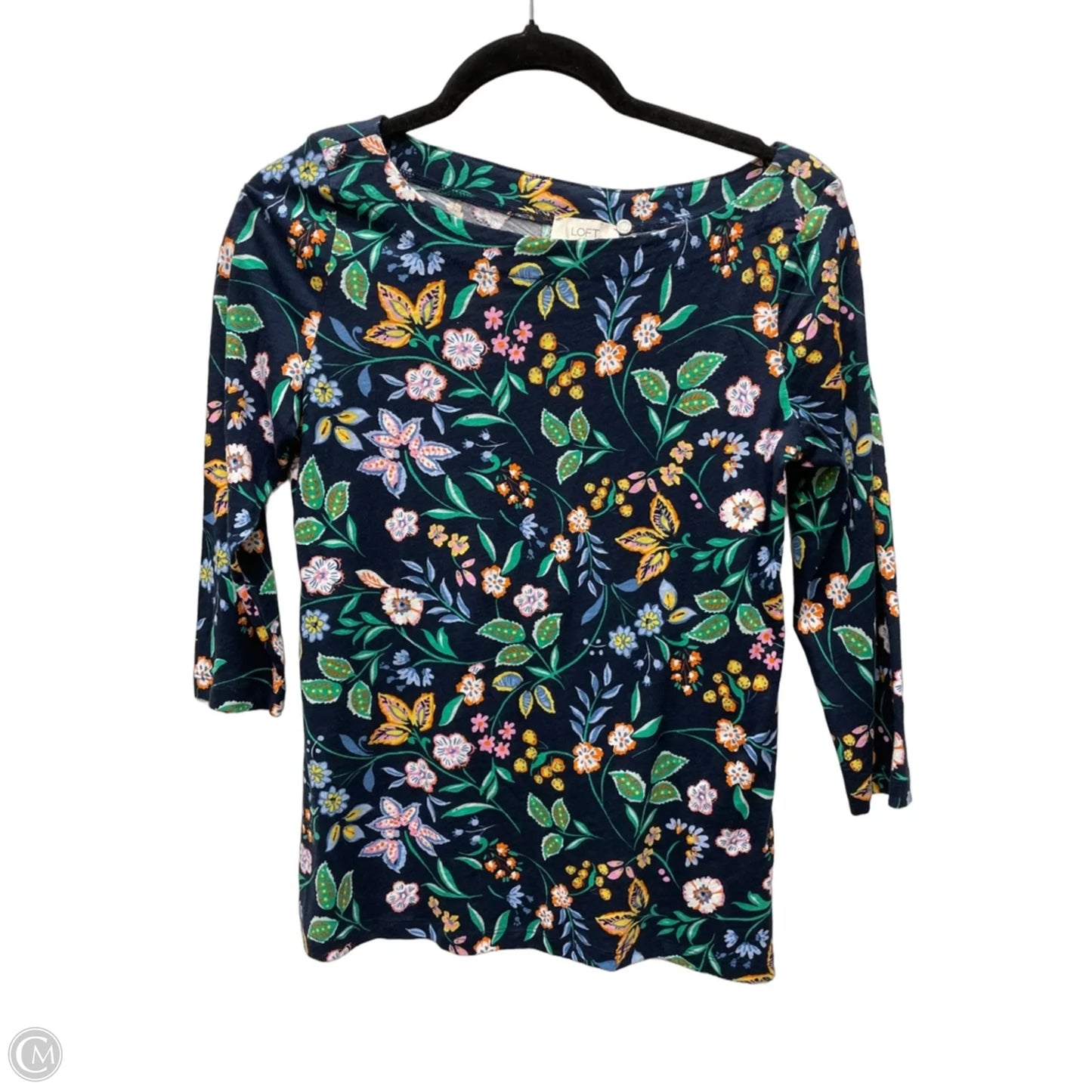 Top 3/4 Sleeve Basic By Loft In Floral Print, Size: Xs