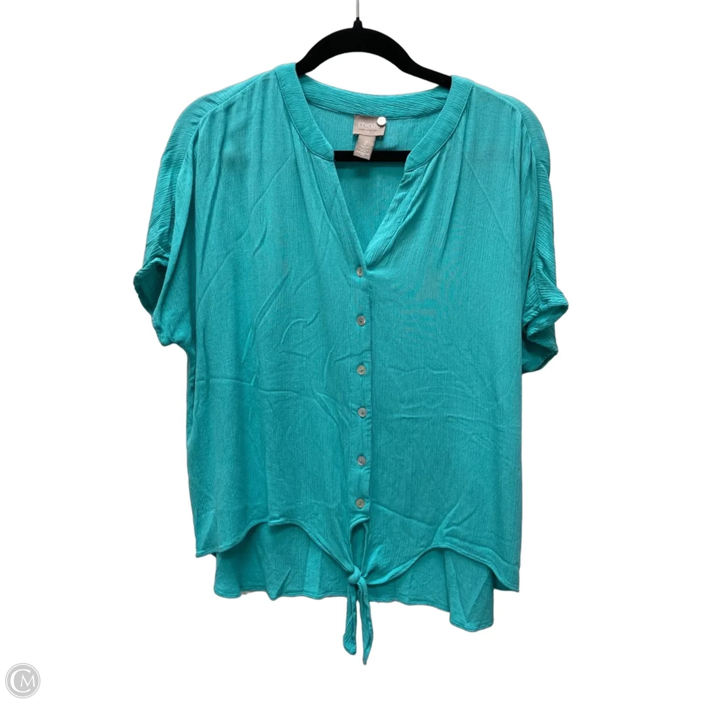 Top Short Sleeve By Chicos In Aqua, Size: M