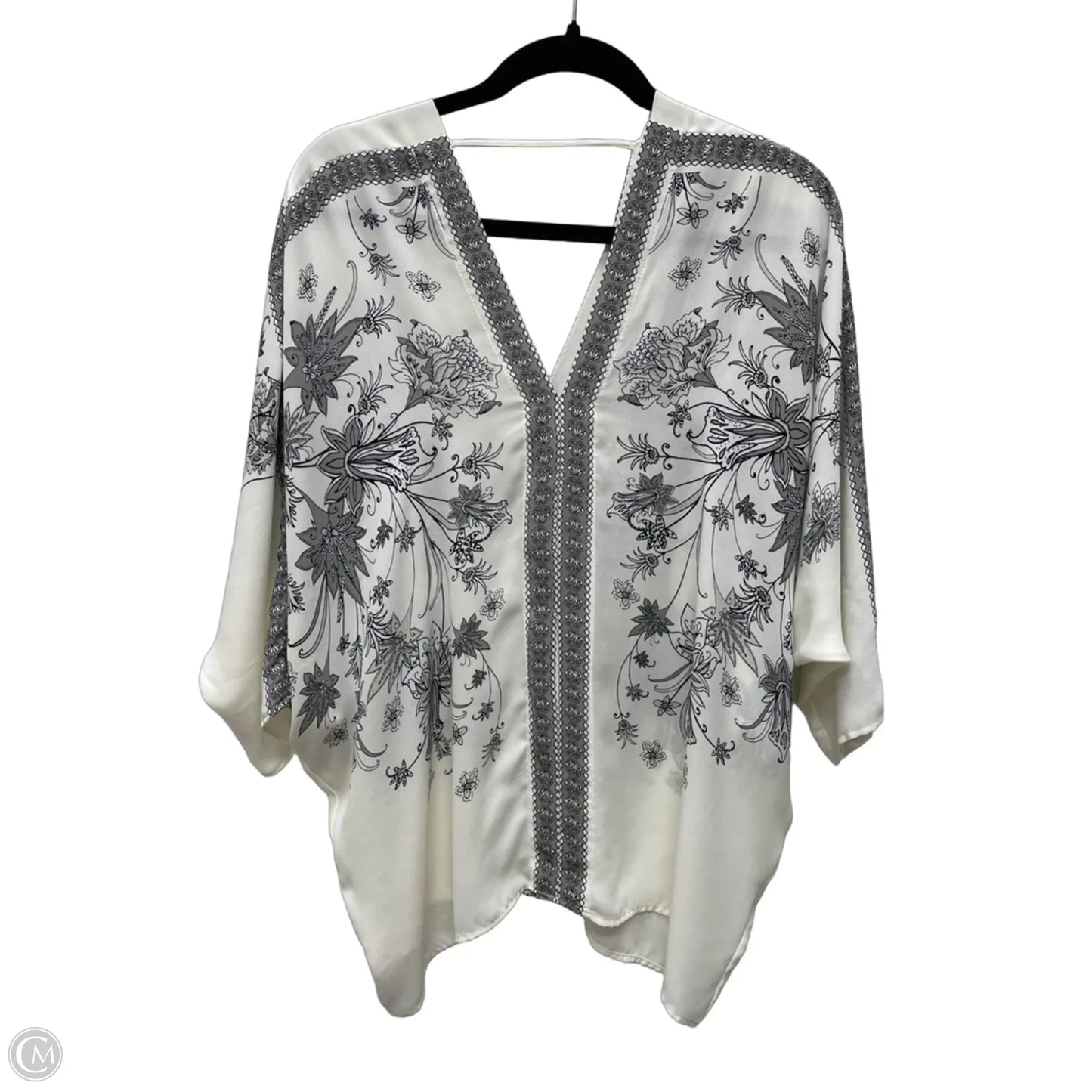 Blouse Short Sleeve By Rose And Olive In Grey & White, Size: S