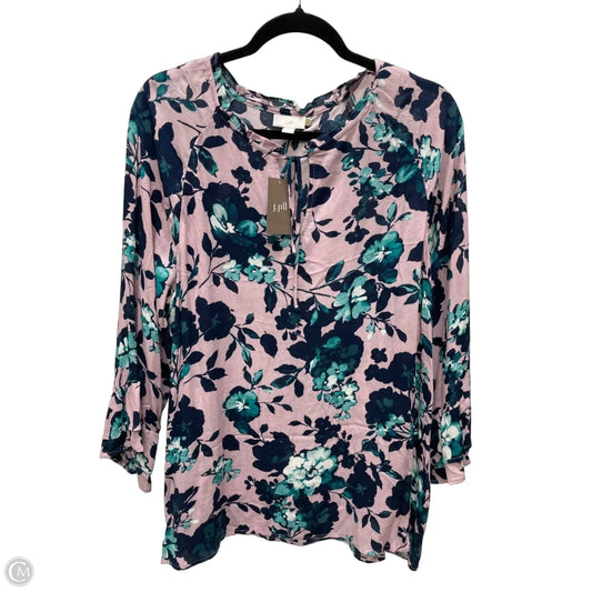 Blouse Long Sleeve By J. Jill In Floral Print, Size: L