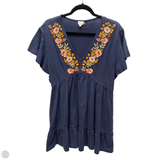 Top Short Sleeve By Clothes Mentor In Navy, Size: M