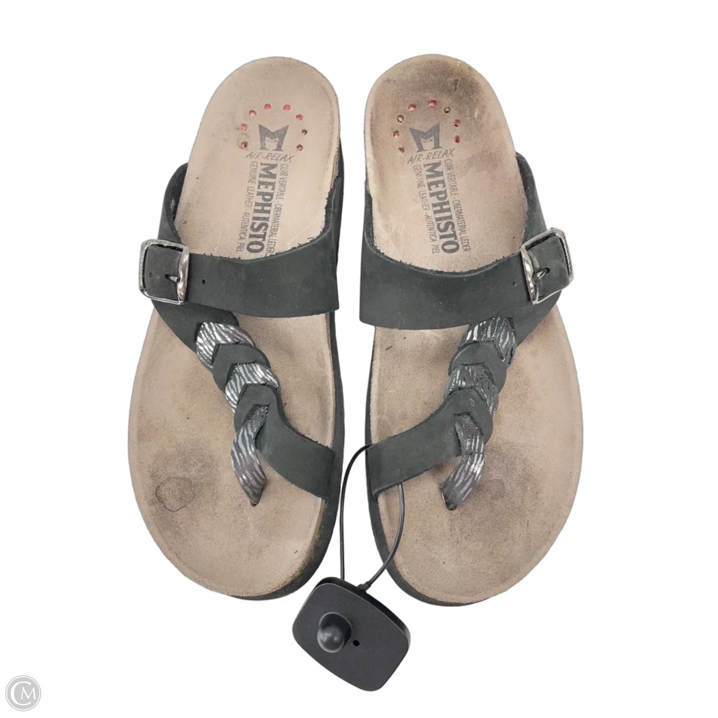 Sandals Flats By Mephisto In Black & Silver, Size: 7