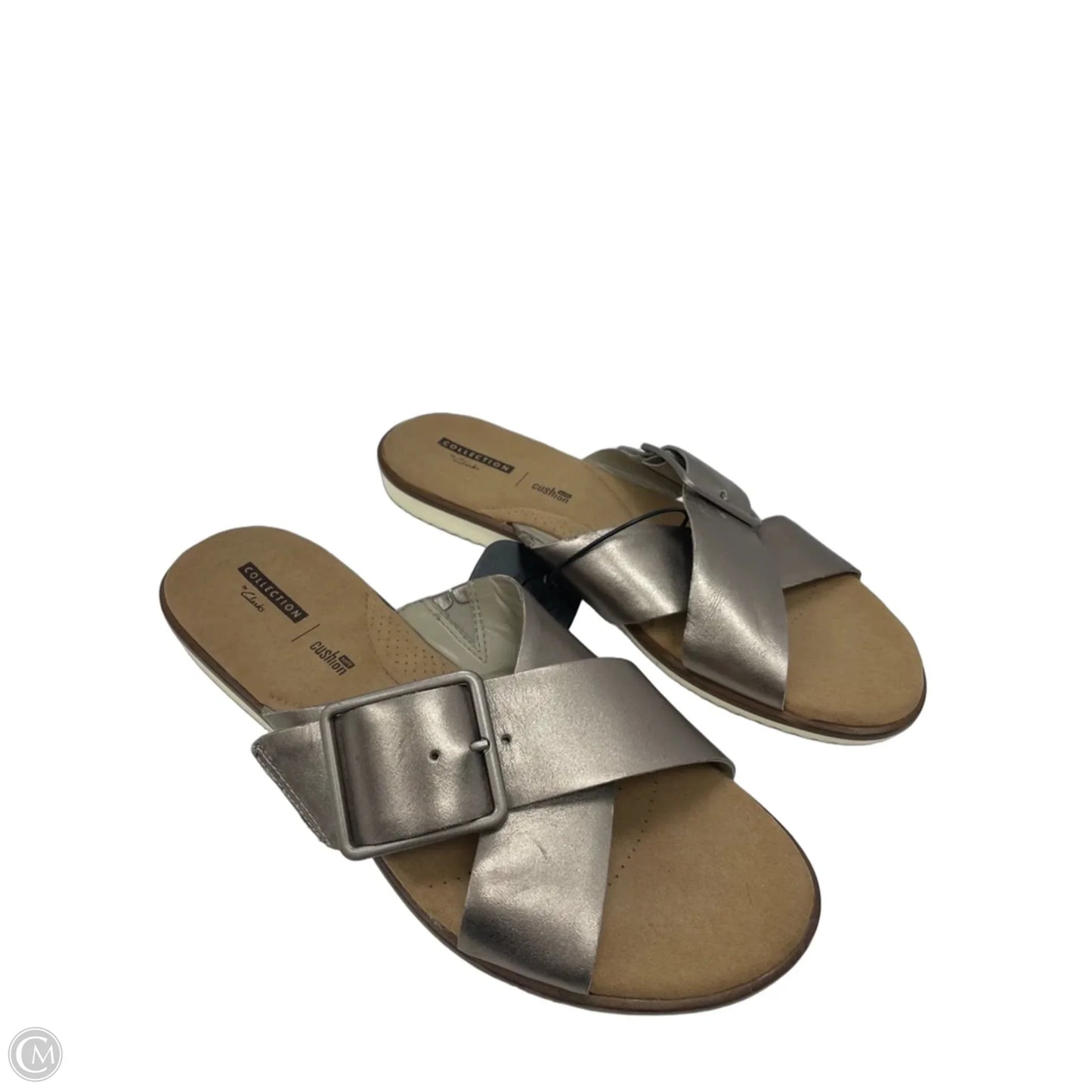Sandals Flats By Clarks In Gold & Tan, Size: 10