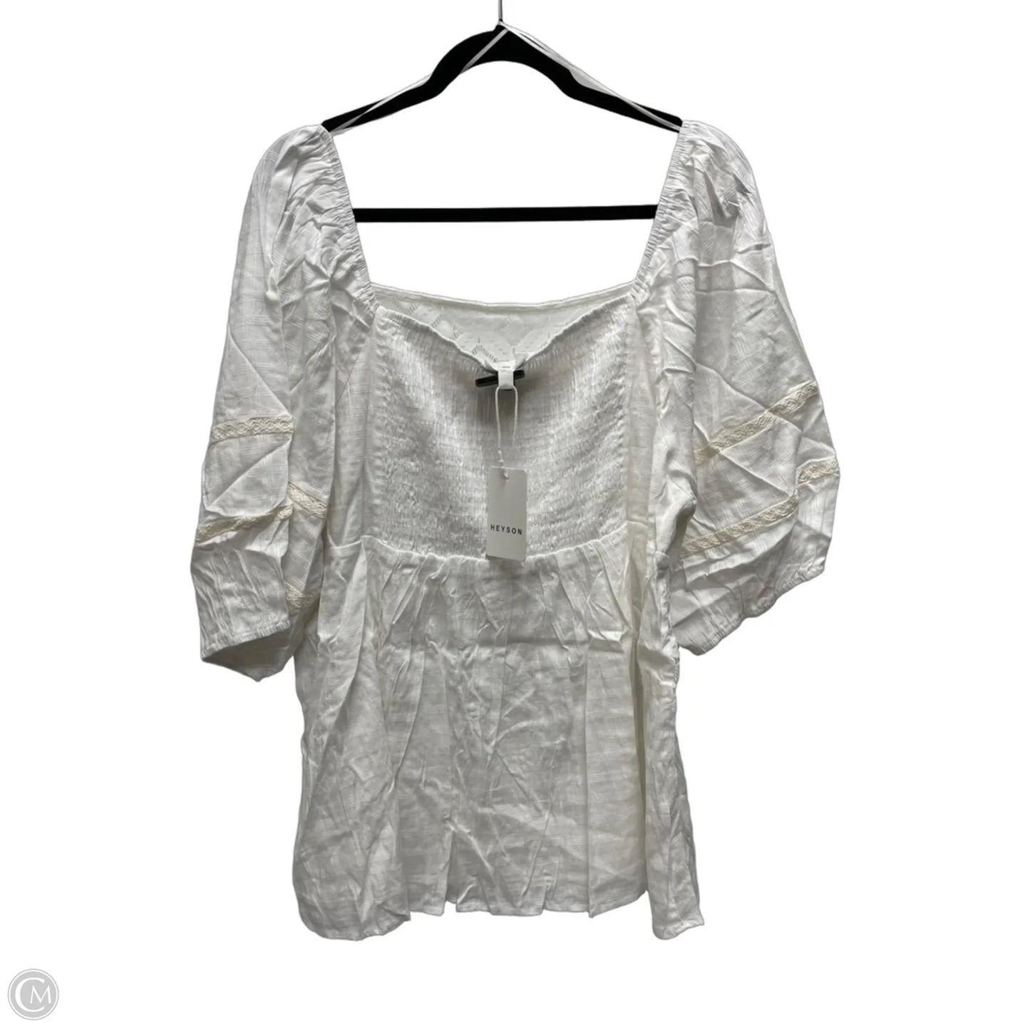 Blouse Short Sleeve By Heyson In White, Size: 3x
