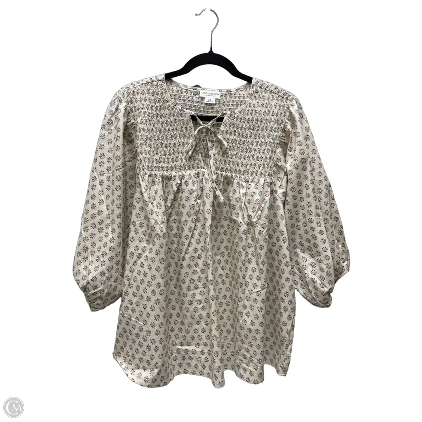 Blouse Short Sleeve By Chicsoul In Floral Print, Size: 2x