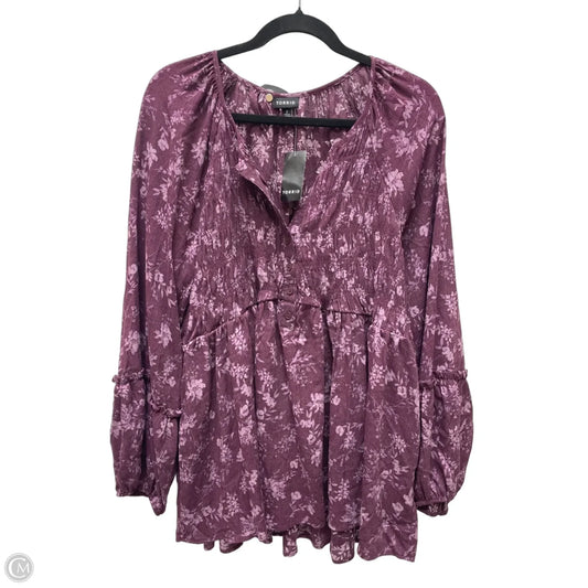Blouse Long Sleeve By Torrid In Floral Print, Size: 2x