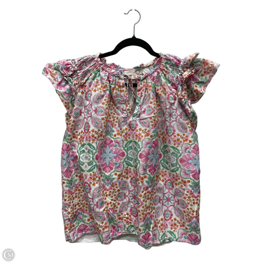 Blouse Short Sleeve By Philosophy In Floral Print, Size: Xl