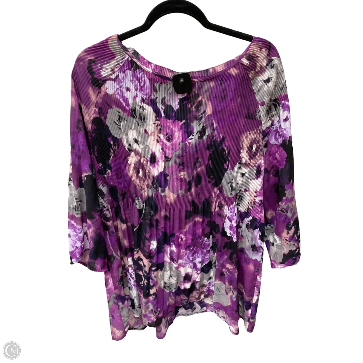 Top 3/4 Sleeve By Catherines In Floral Print, Size: 3x