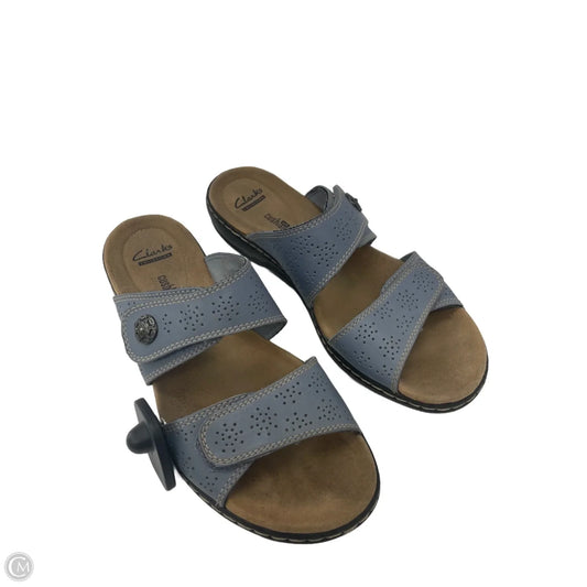 Sandals Heels Wedge By Clarks In Blue, Size: 8