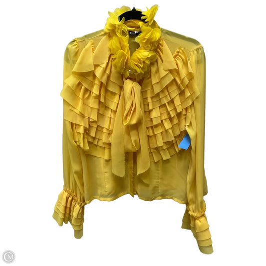 Blouse Long Sleeve By Raquel  In Yellow, Size: Xl