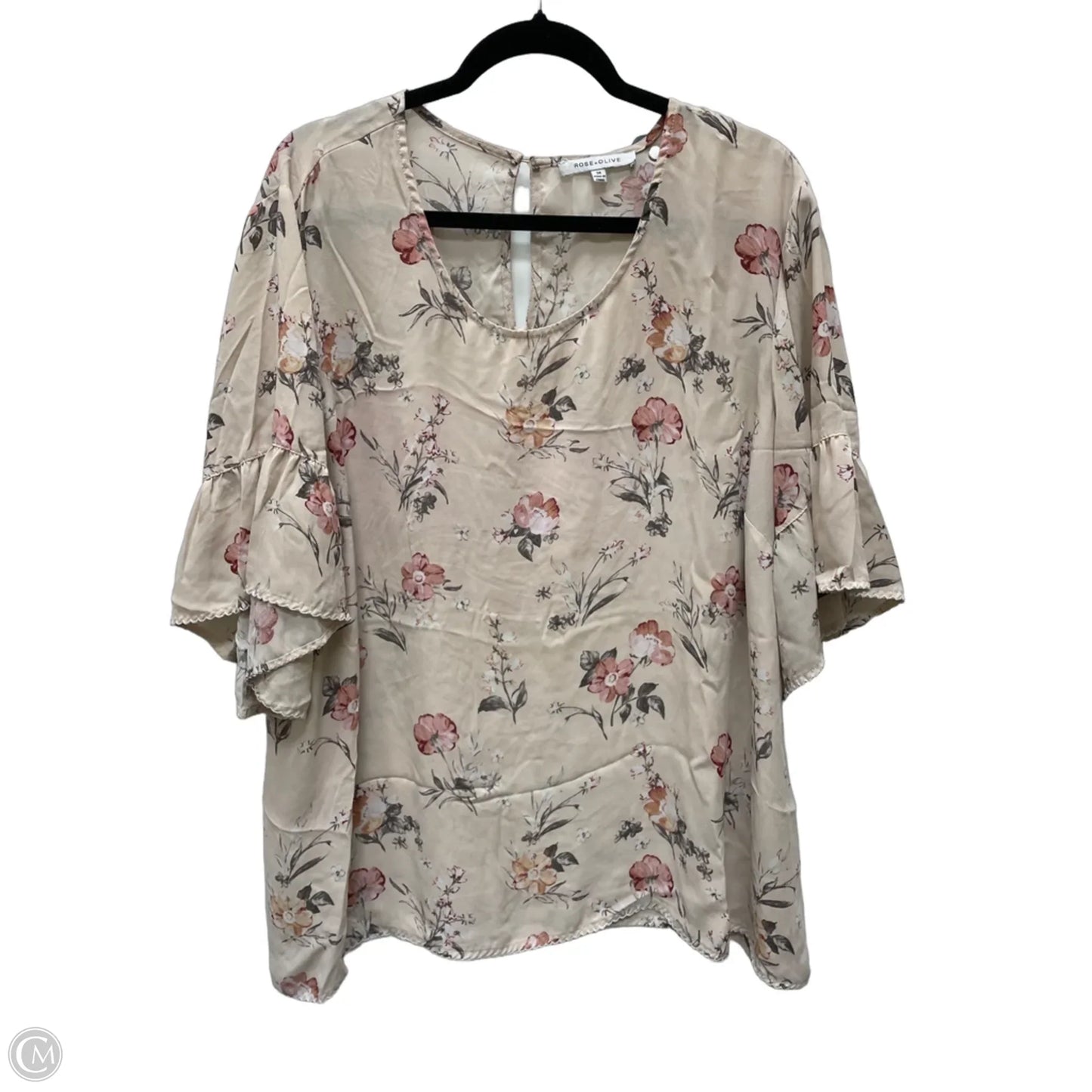 Top 3/4 Sleeve By Rose And Olive In Floral Print, Size: 3x