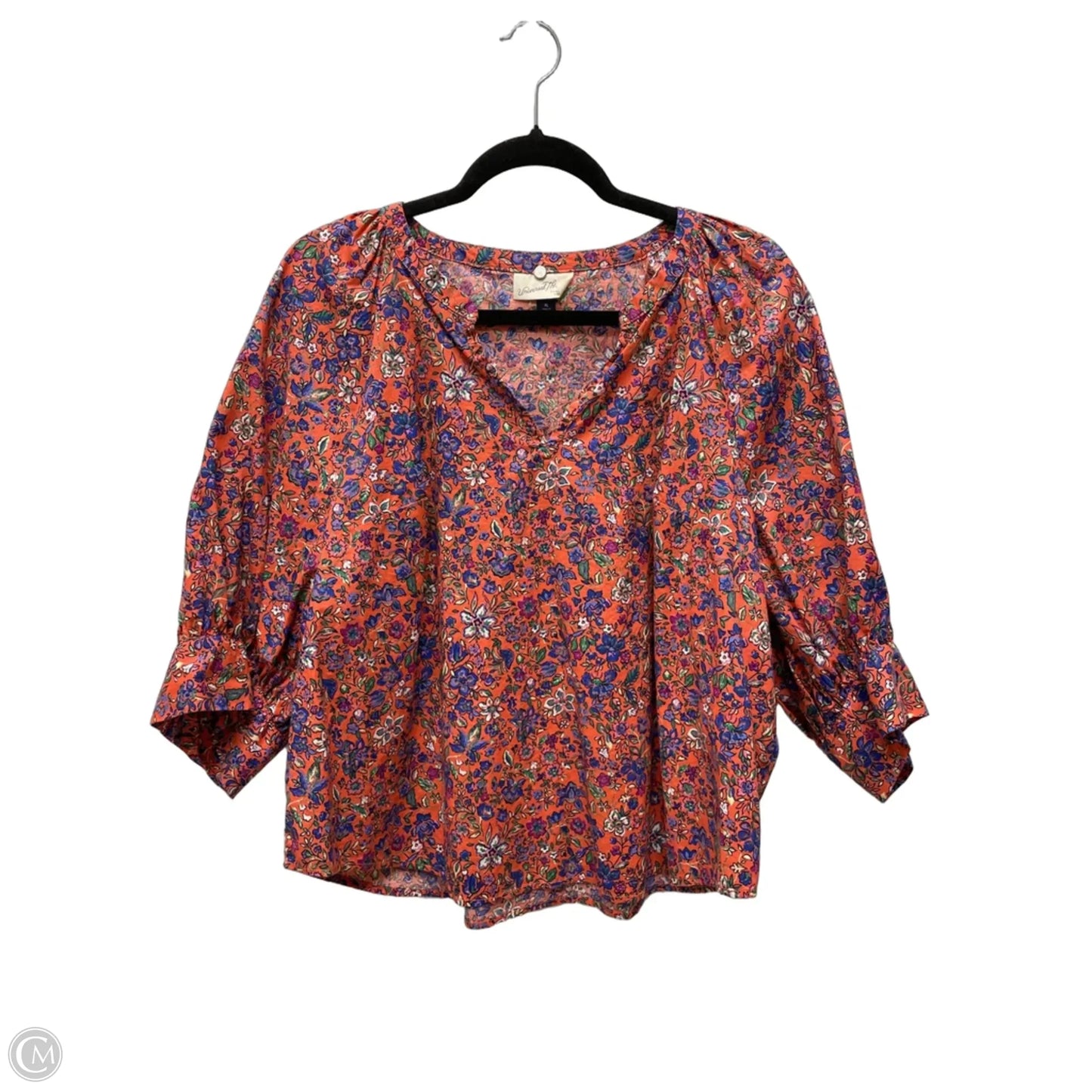 Top 3/4 Sleeve By Universal Thread In Floral Print, Size: Xl