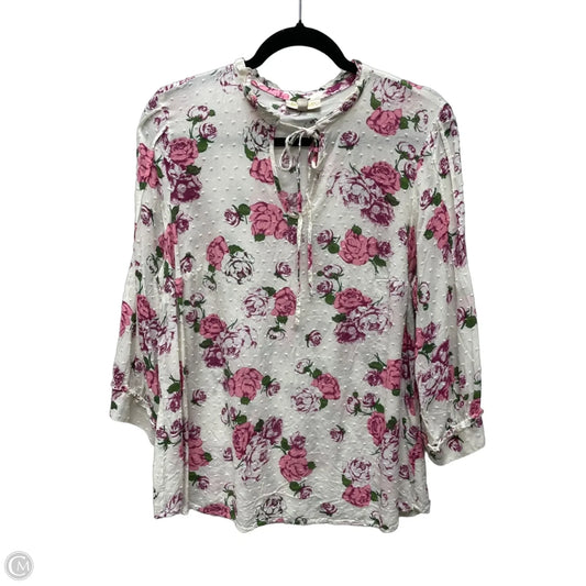 Top 3/4 Sleeve By Modcloth In Floral Print, Size: 1x