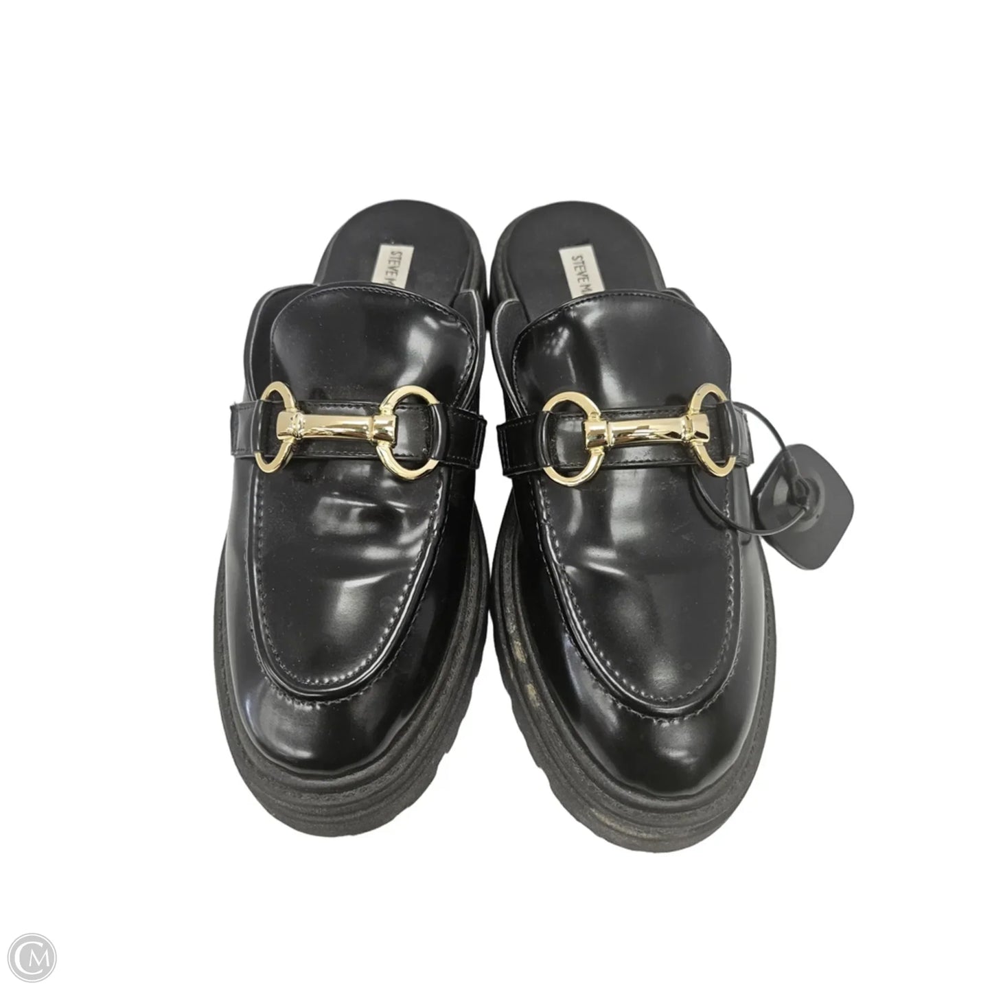 Shoes Heels Block By Steve Madden In Black & Gold, Size: 9