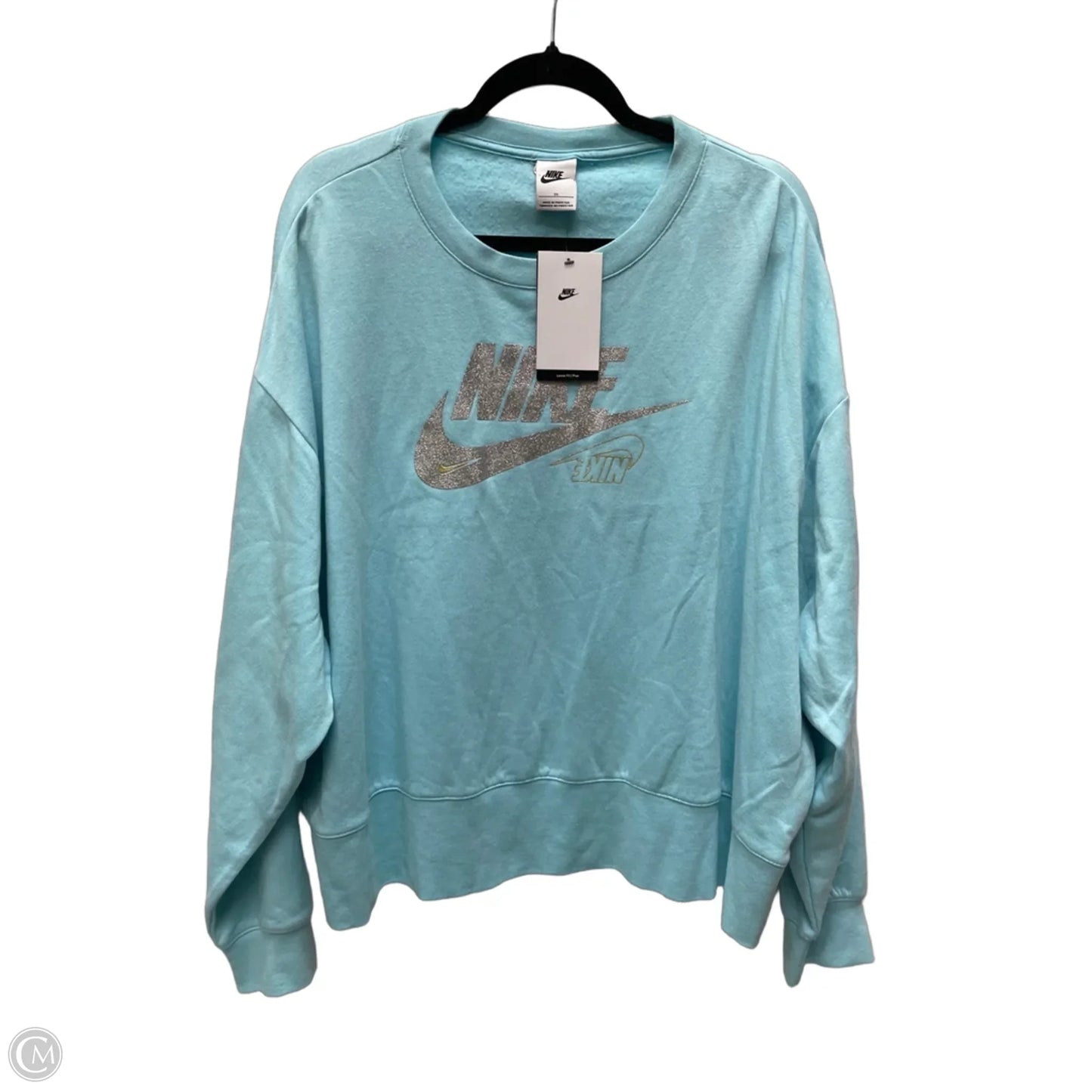 Sweatshirt Collar By Nike Apparel In Aqua, Size: 3x