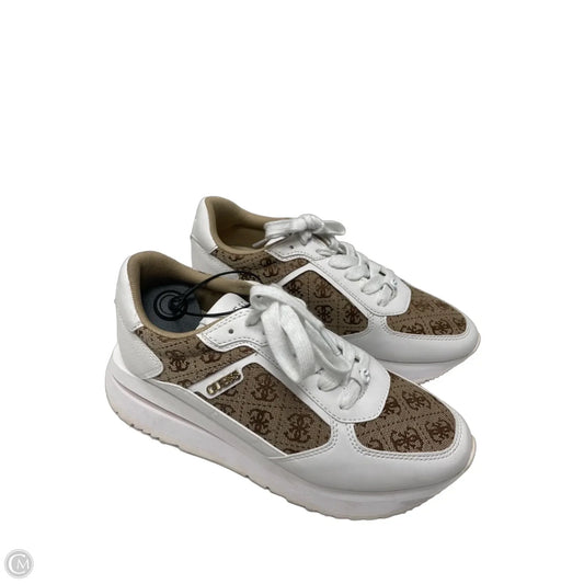 Shoes Sneakers By Guess In Brown & White, Size: 7
