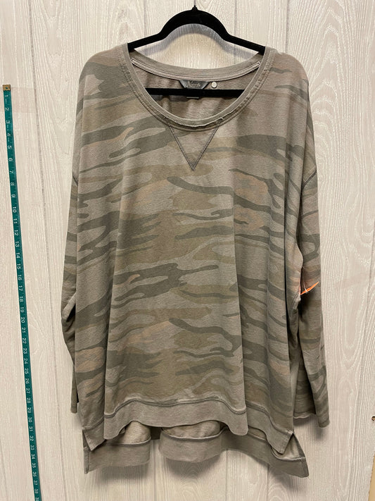 Top Long Sleeve By Natural Reflections In Camouflage Print, Size: 3x