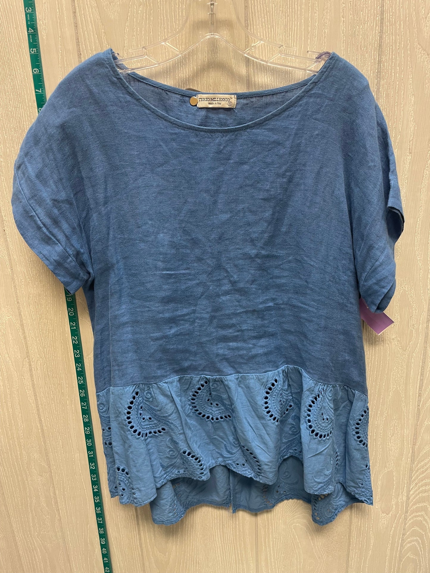 Blue Top Short Sleeve Clothes Mentor, Size S