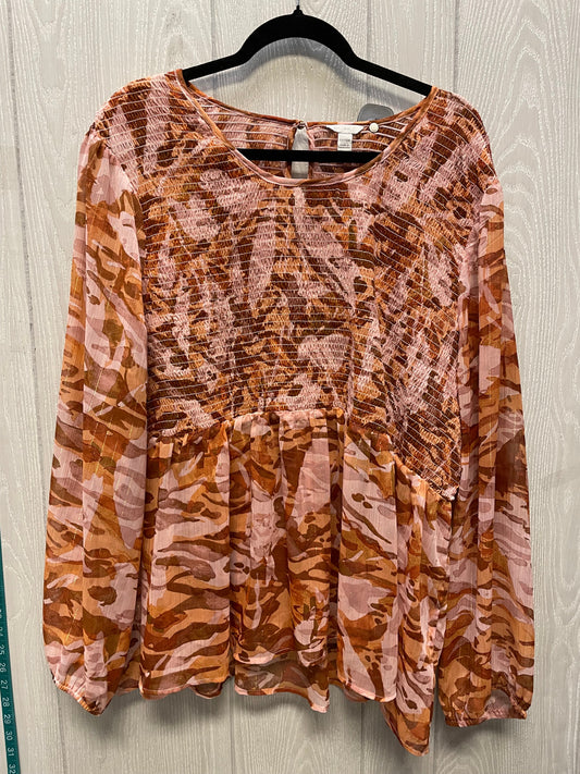 Blouse Long Sleeve By Cato In Camouflage Print, Size: 2x