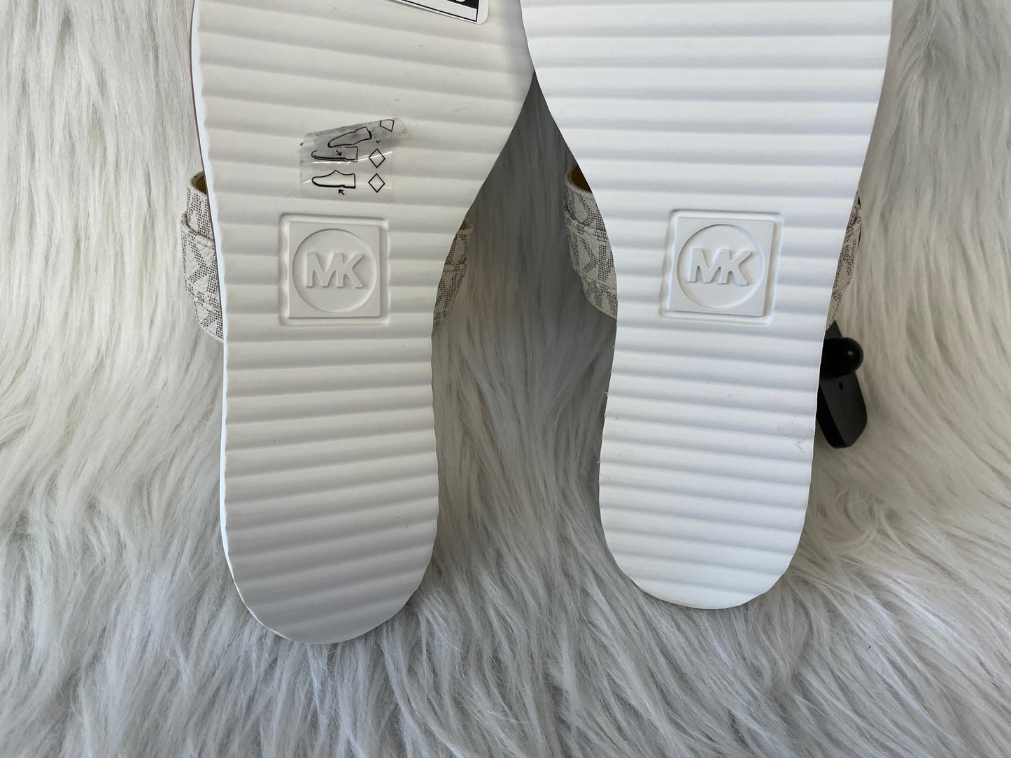 Gold & White Sandals Designer Michael By Michael Kors, Size 6.5