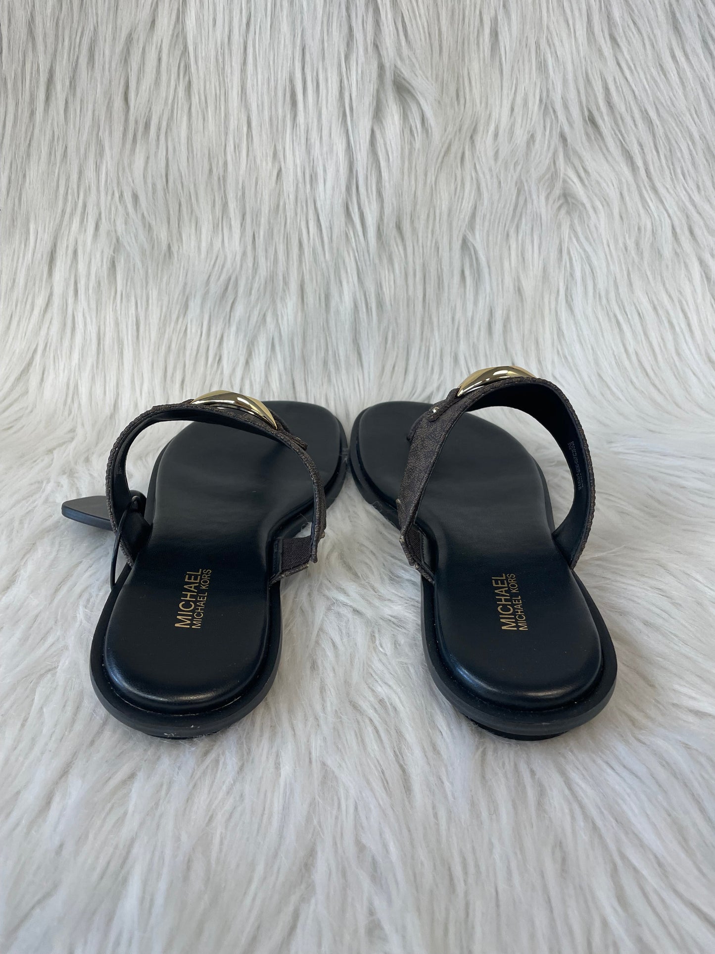 Black & Brown Sandals Designer Michael By Michael Kors, Size 7