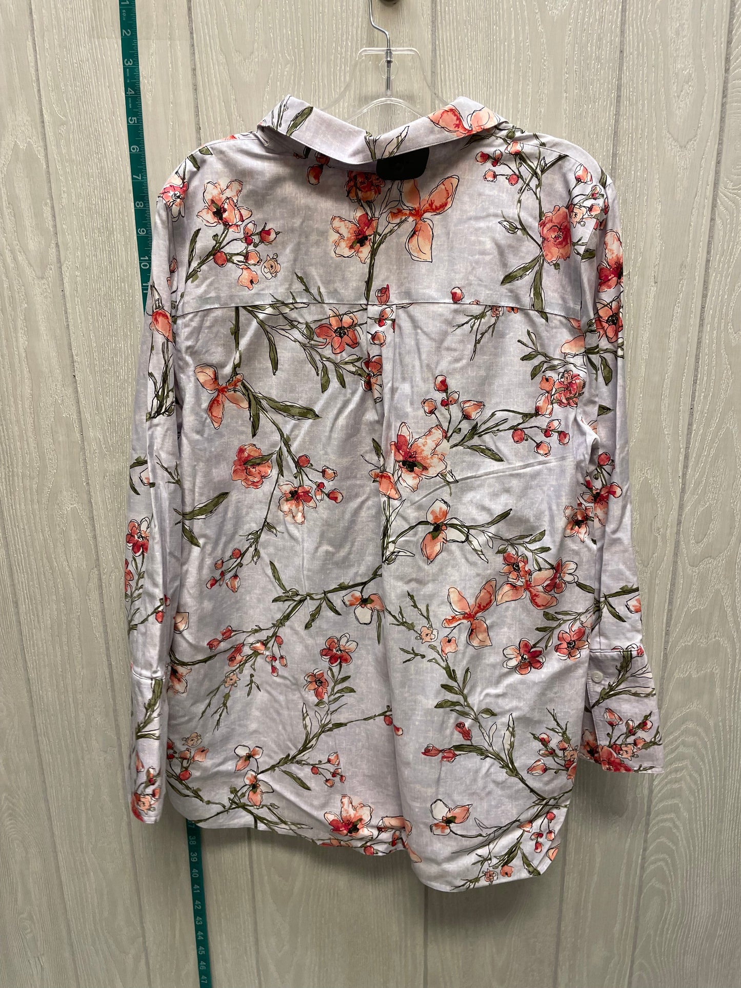 Floral Print Blouse Long Sleeve Chicos, Size 1x