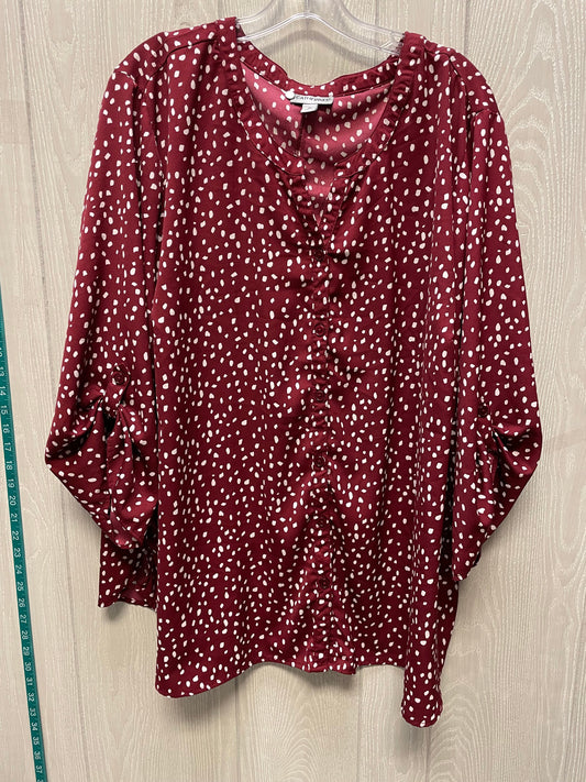 Top 3/4 Sleeve By Catherines In Red & White, Size: 3x