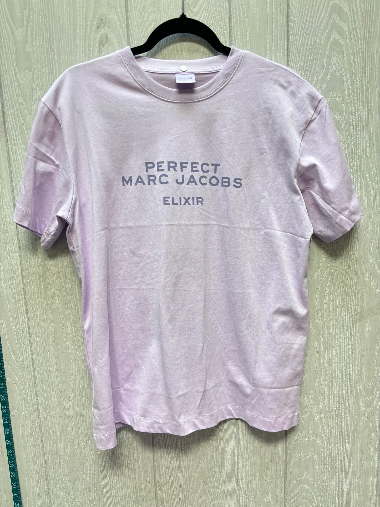 Top Short Sleeve Luxury Designer By Marc Jacobs In Purple & Silver, Size: L