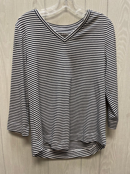 Top 3/4 Sleeve By Chicos In Striped Pattern, Size: L