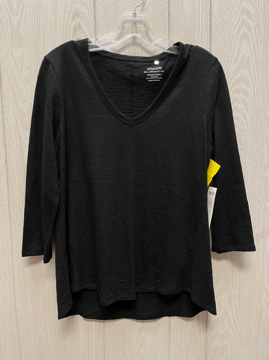 Top 3/4 Sleeve By Chicos In Black, Size: M