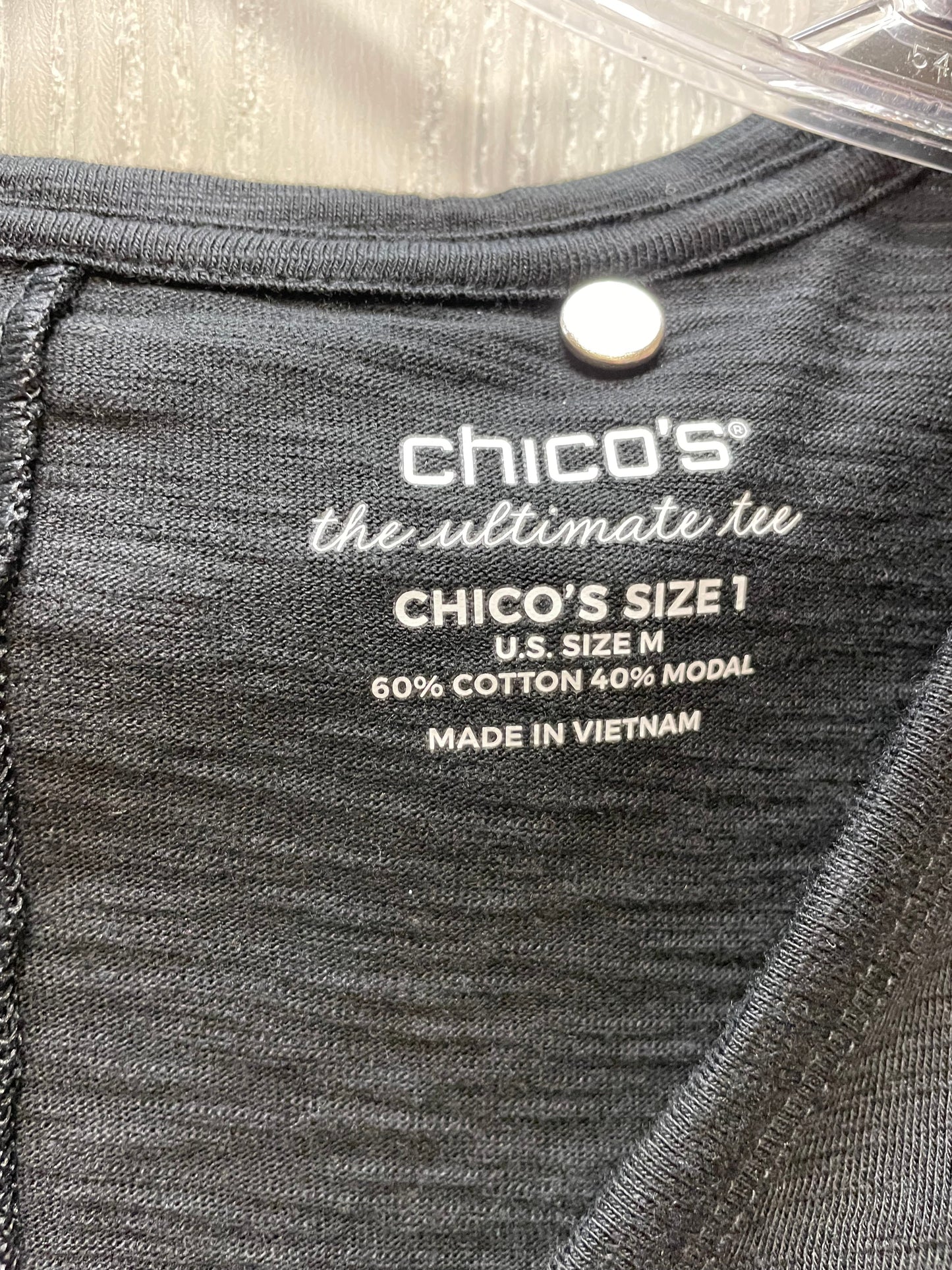 Top 3/4 Sleeve By Chicos In Black, Size: M