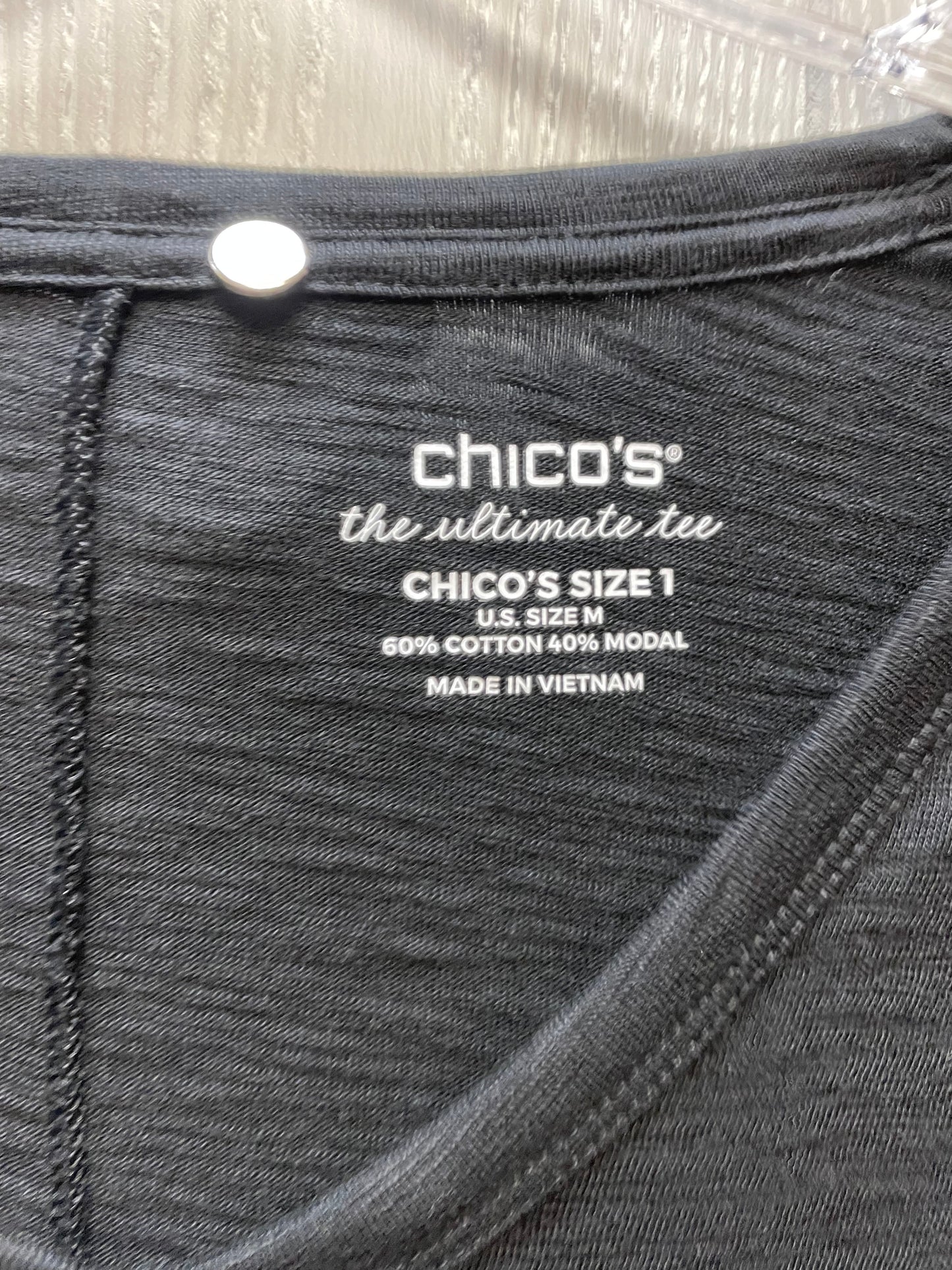 Top 3/4 Sleeve By Chicos In Black, Size: M