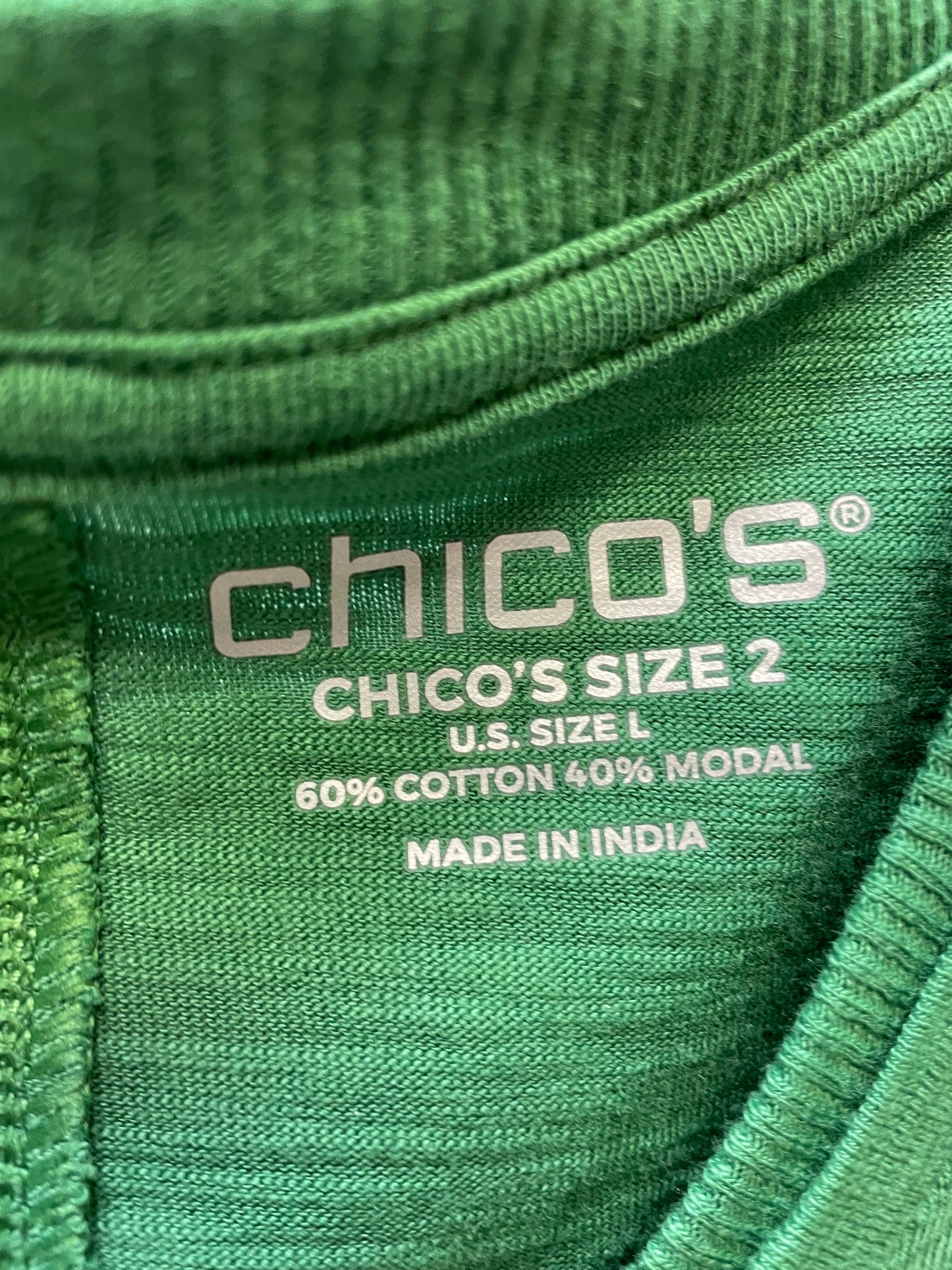 Top Short Sleeve By Chicos In Green, Size: L