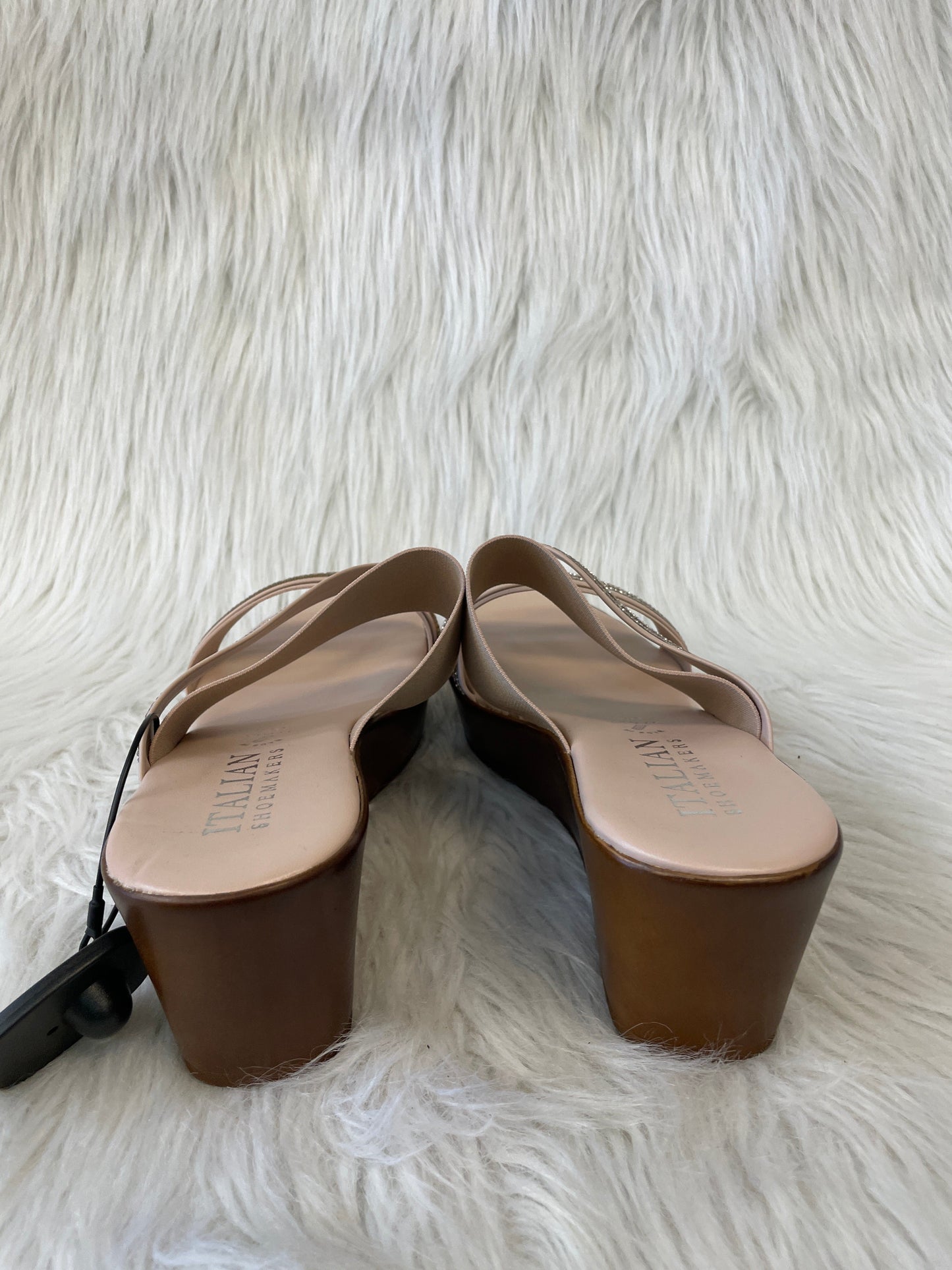 Sandals Heels Wedge By Italian Shoemakers In Brown & Pink, Size: 9.5