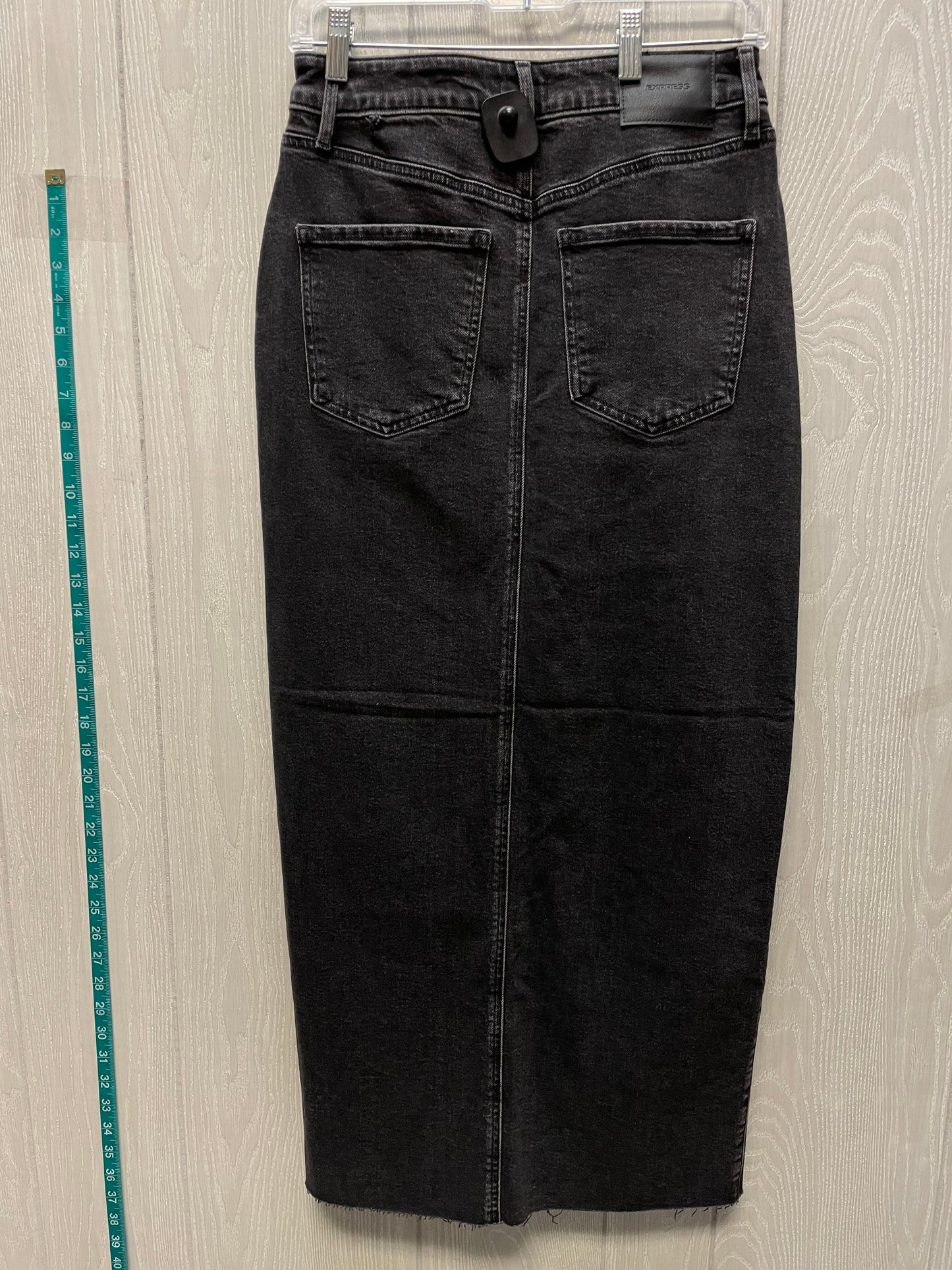 Skirt Maxi By Express In Black Denim, Size: 2