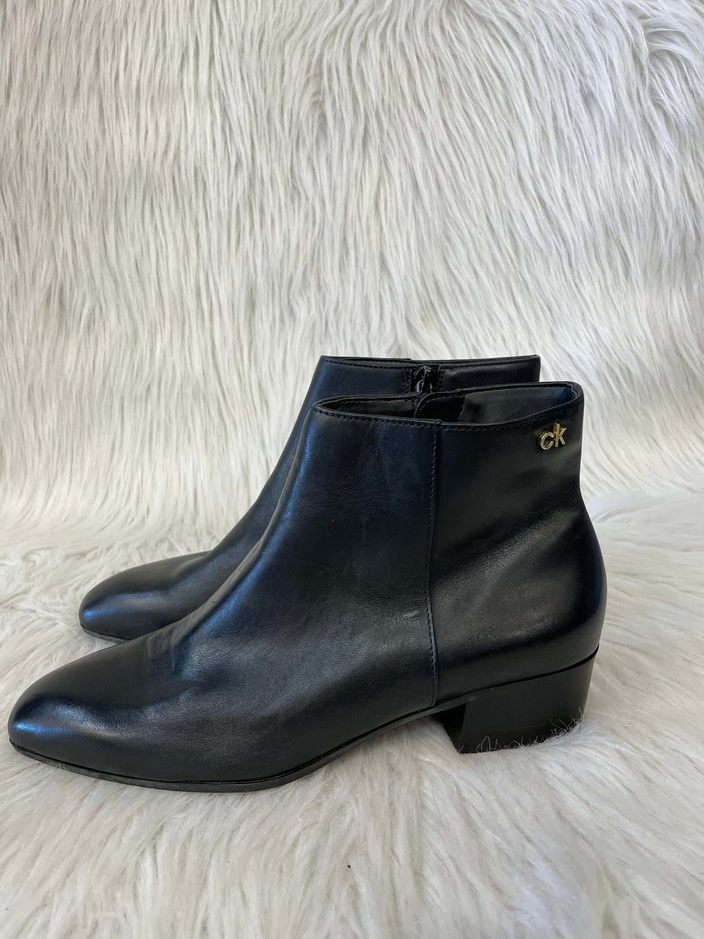 Boots Ankle Heels By Calvin Klein In Black, Size: 7.5