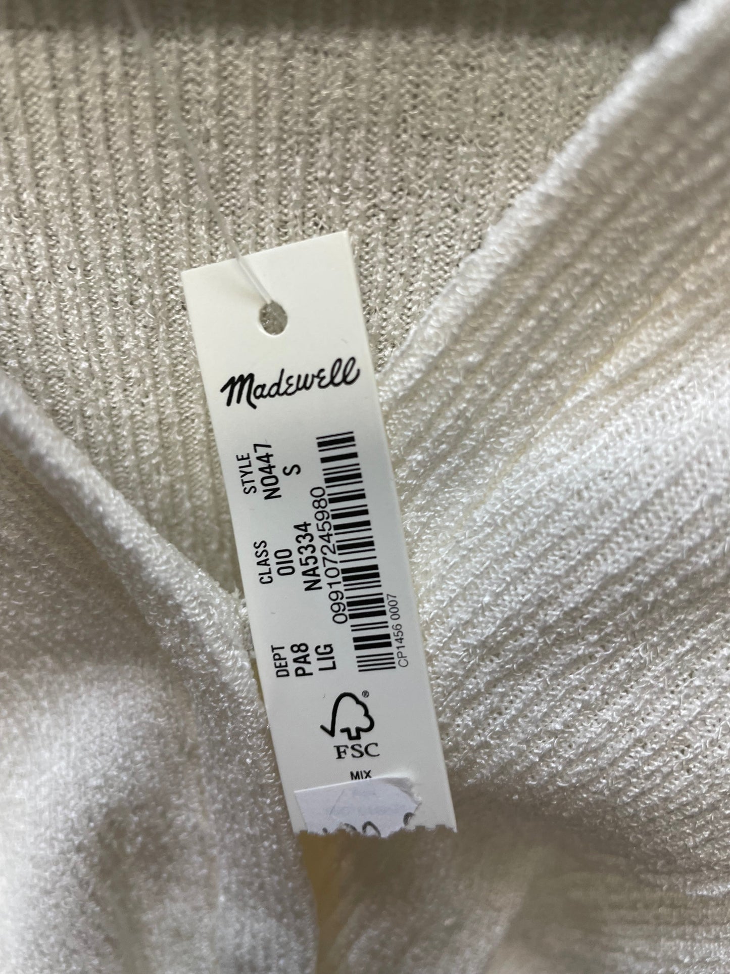 Top Long Sleeve By Madewell In Cream, Size: S