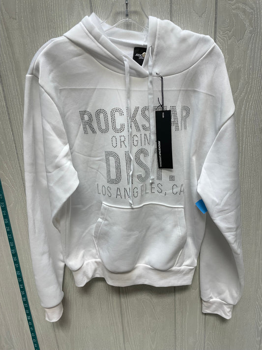 Sweatshirt Hoodie By ROCKSTAR In Silver & White, Size: L