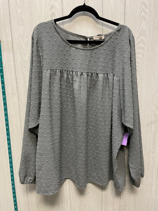 Top Long Sleeve By Cotton Bleu In Grey, Size: 3x