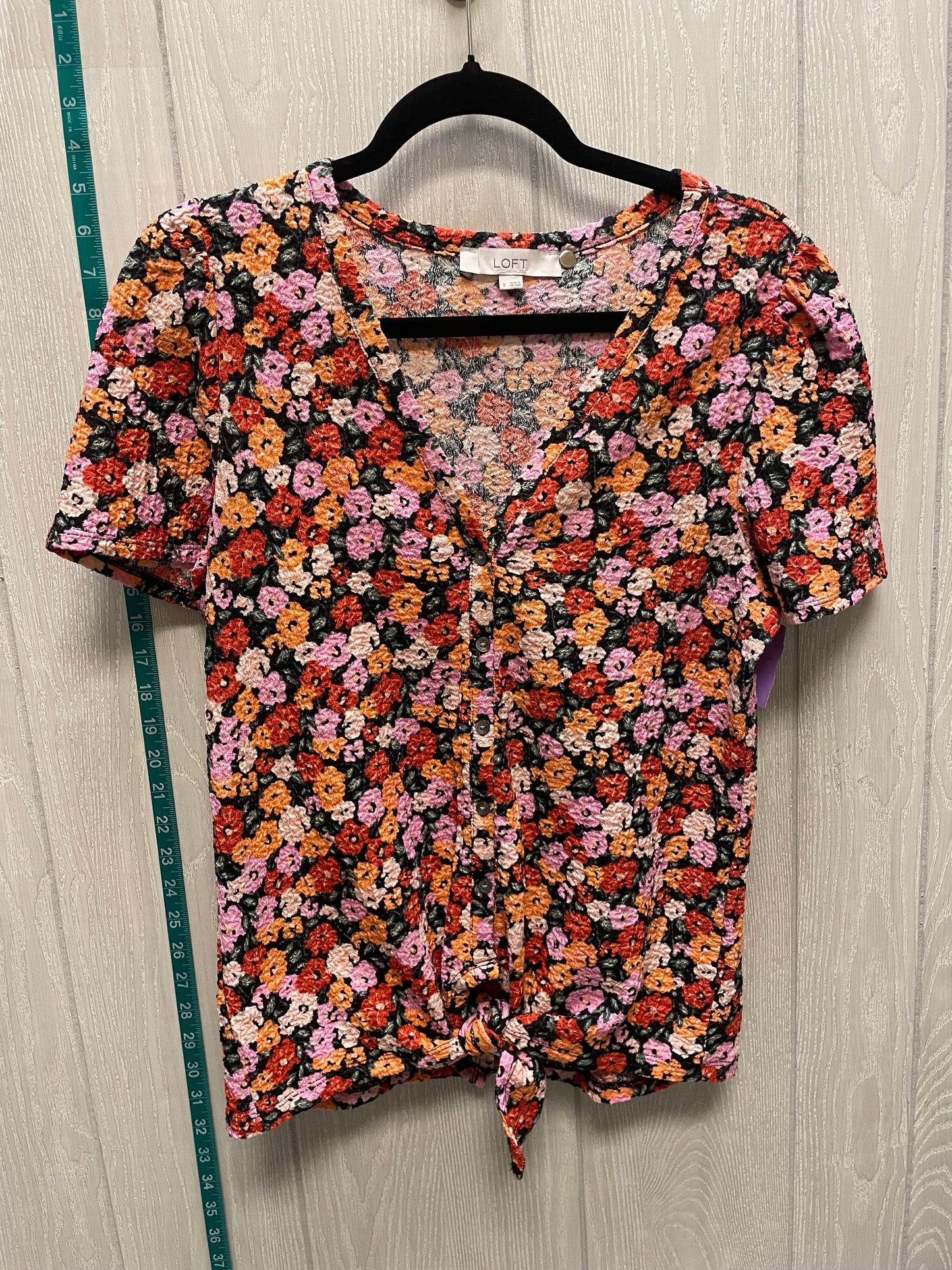 Floral Print Top Short Sleeve Loft, Size S