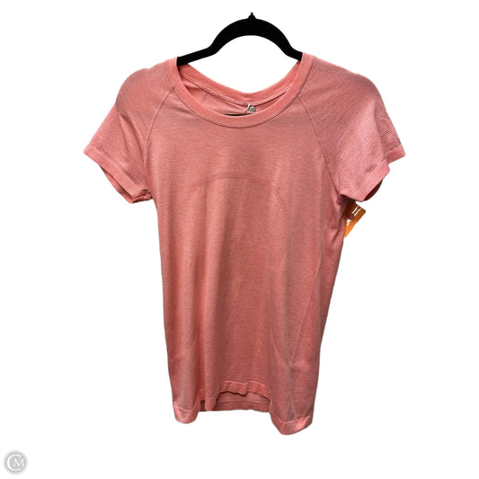 Athletic Top Short Sleeve By Lululemon In Pink, Size: 8