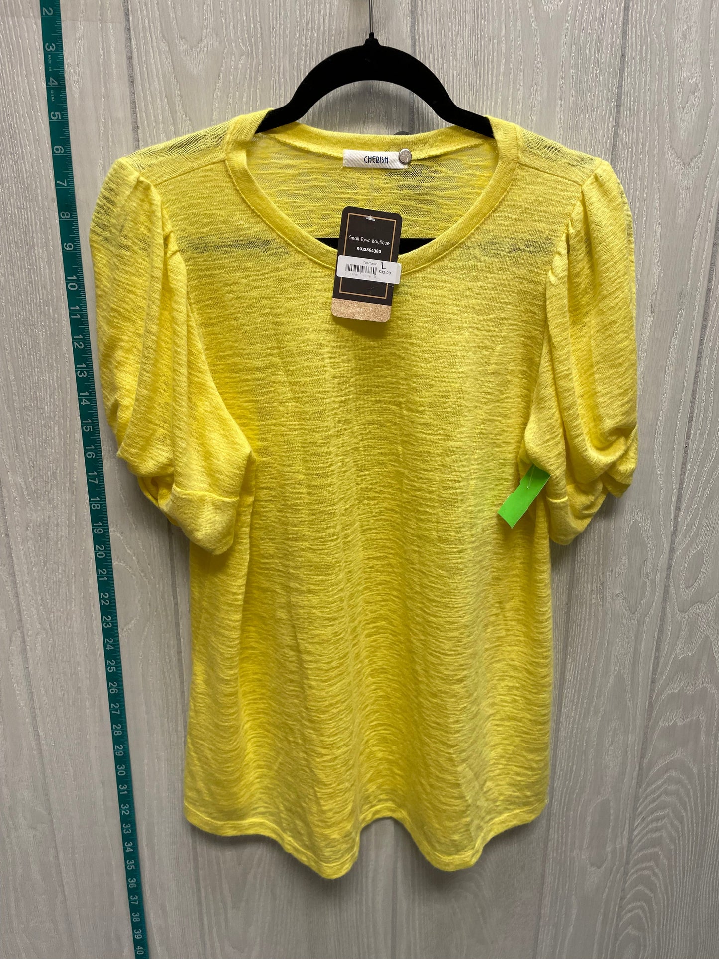 Yellow Top Short Sleeve Basic Cherish, Size L